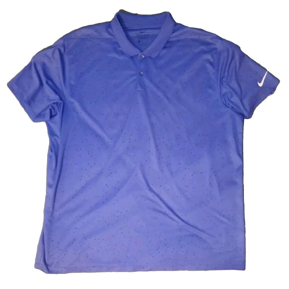Nike Dri-FIT Mens XXL Purple Geometric Print Golf Polo Shirt Short Sleeve Sport